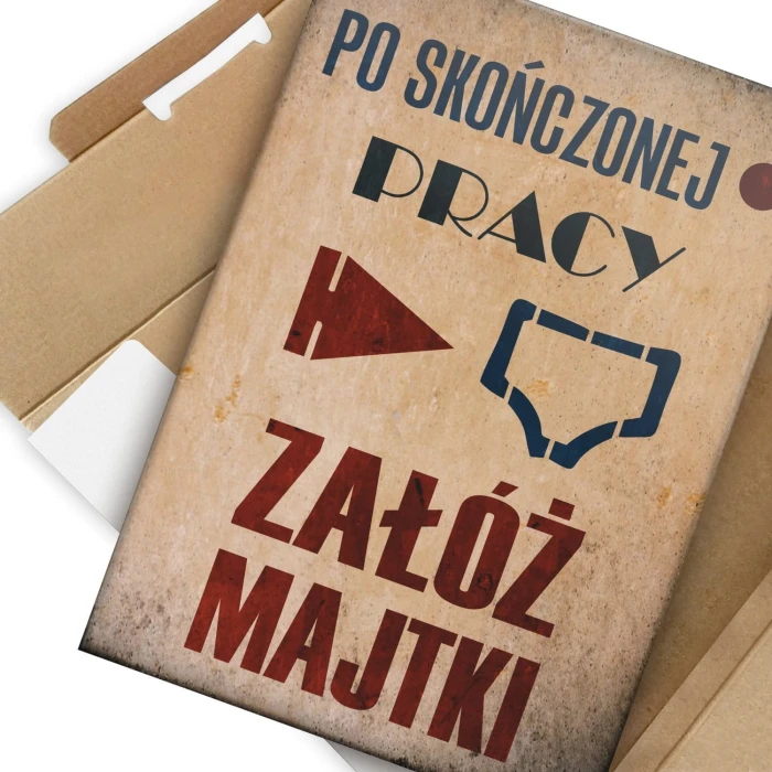 Plakat metalowy Załóż majtki Prezent