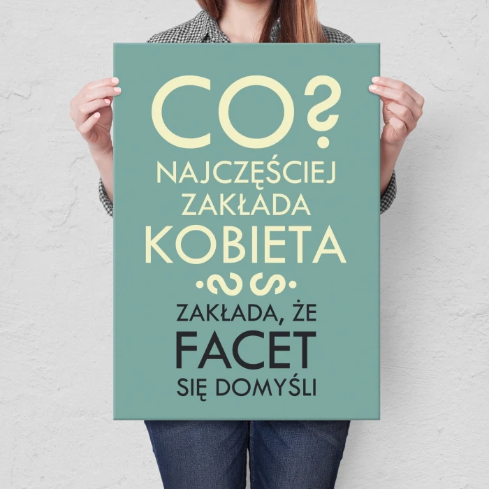 Plakat metalowy Co zakłada kobieta Prezent
