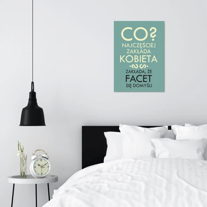 Plakat metalowy Co zakłada kobieta Prezent