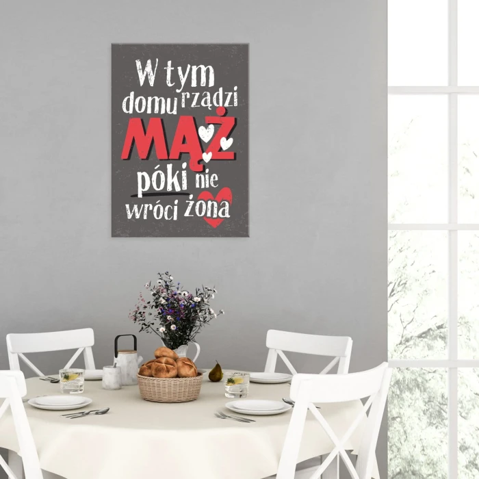 Plakat metalowy W tym domu rządzi mąż