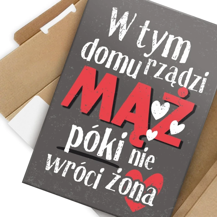 Plakat metalowy W tym domu rządzi mąż