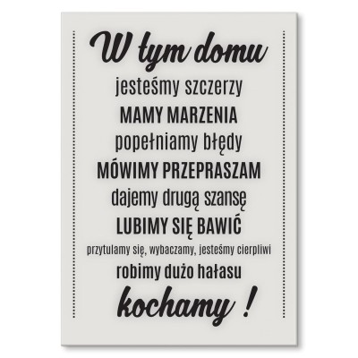 Plakat metalowy W tym domu kochamy Prezent