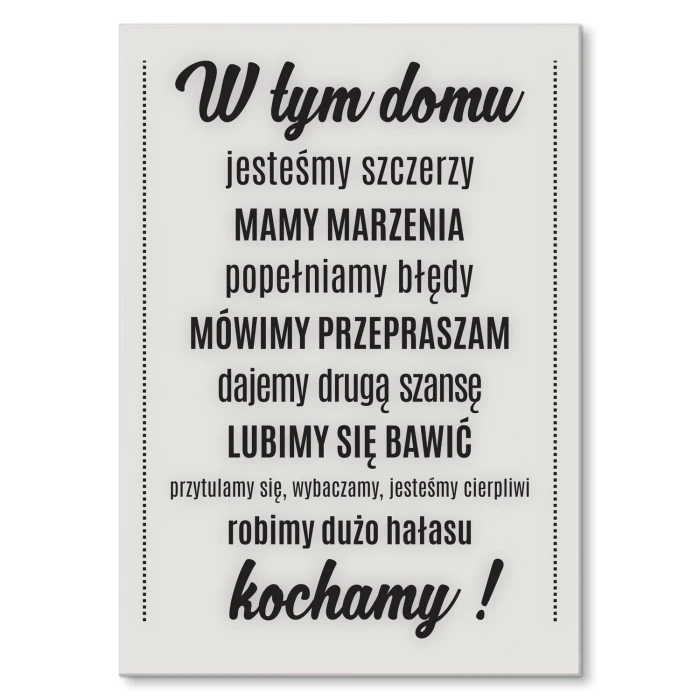 Plakat metalowy W tym domu kochamy Prezent