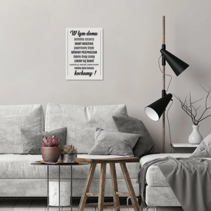 Plakat metalowy W tym domu kochamy Prezent