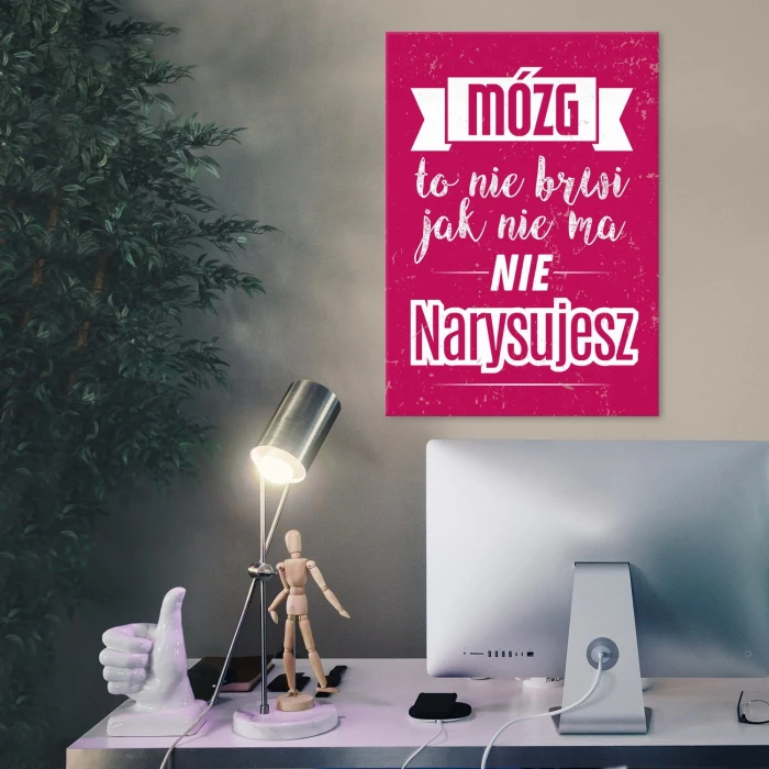 Plakat metalowy Mózg to nie brwi Prezent