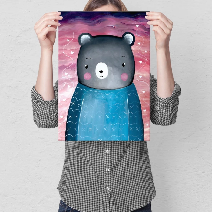 Plakat metalowy Misio ilustracja Prezent
