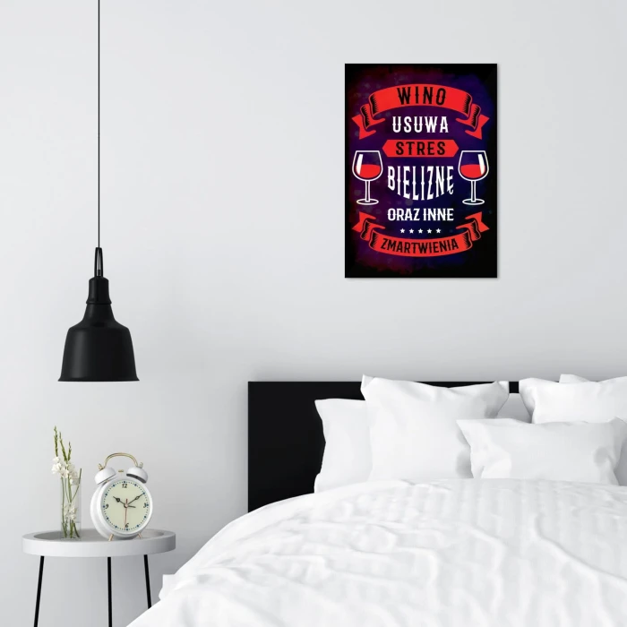 Plakat metalowy Wino usuwa stres