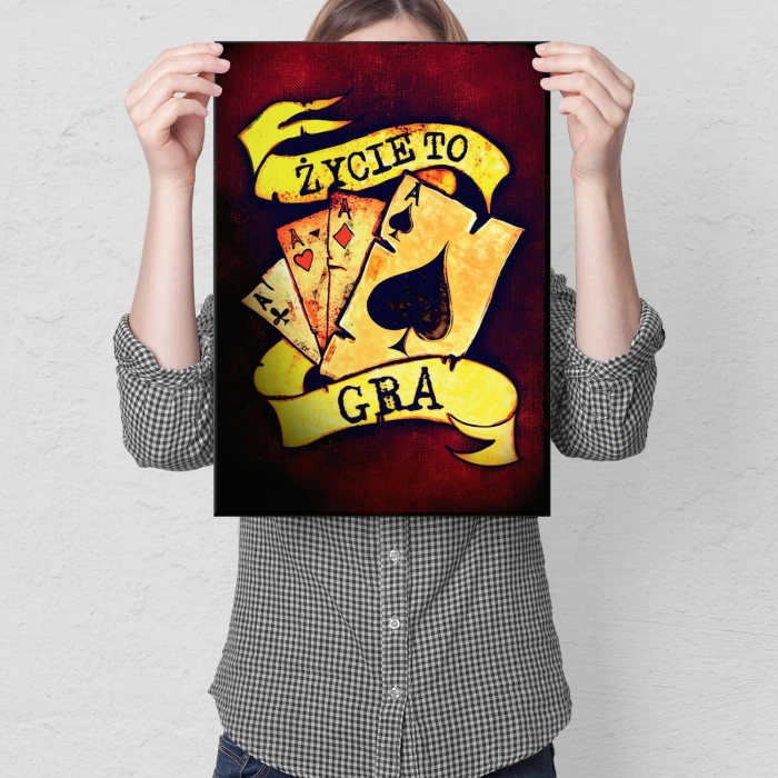 Plakat metalowy Życie to gra