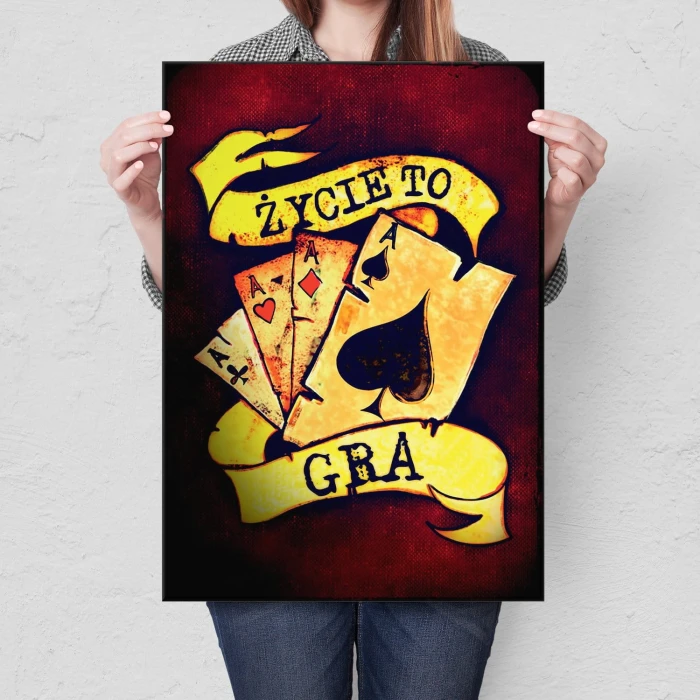 Plakat metalowy Życie to gra