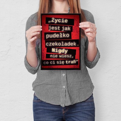 Plakat metalowy Życie jak czekoladki