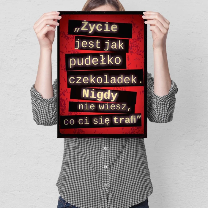 Plakat metalowy Życie jak czekoladki