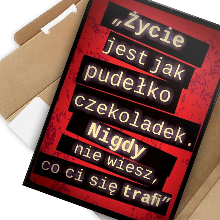 Plakat metalowy Życie jak czekoladki