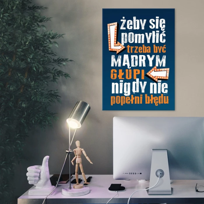 Plakat metalowy Głupi nie popełni błędu