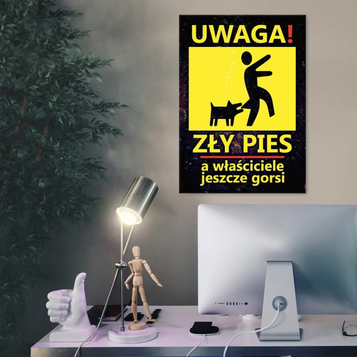 Plakat metalowy Uwaga zły pies