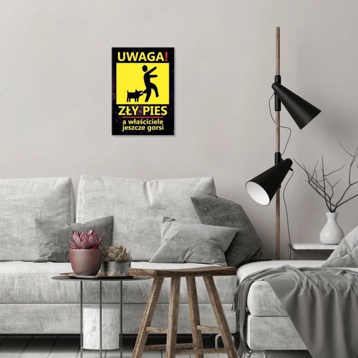 Plakat metalowy Uwaga zły pies