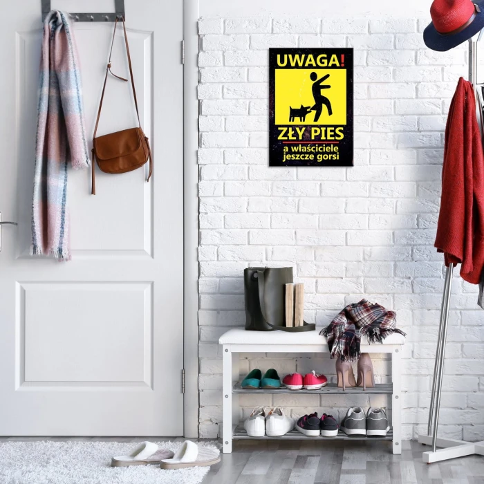 Plakat metalowy Uwaga zły pies