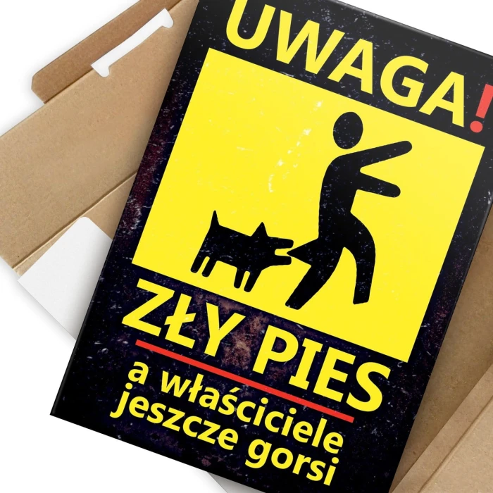 Plakat metalowy Uwaga zły pies