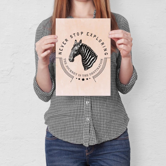 Plakat metalowy Never stop exploring