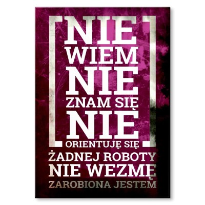 Plakat metalowy Zarobiona jestem