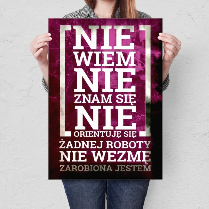 Plakat metalowy Zarobiona jestem