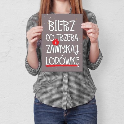 Plakat metalowy Zamykaj lodówkę