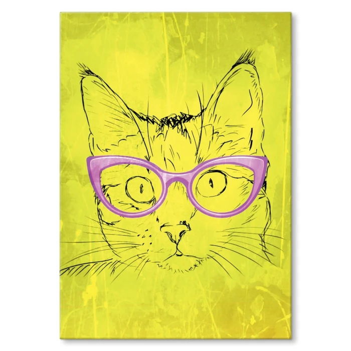 Plakat metalowy Kot w okularach