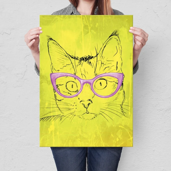 Plakat metalowy Kot w okularach