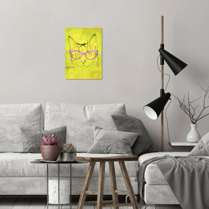 Plakat metalowy Kot w okularach
