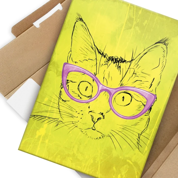 Plakat metalowy Kot w okularach