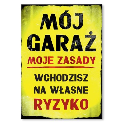 Plakat metalowy Na własne ryzyko