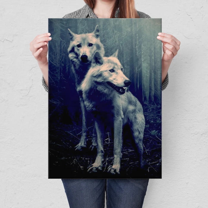 Plakat metalowy Wilki w lesie