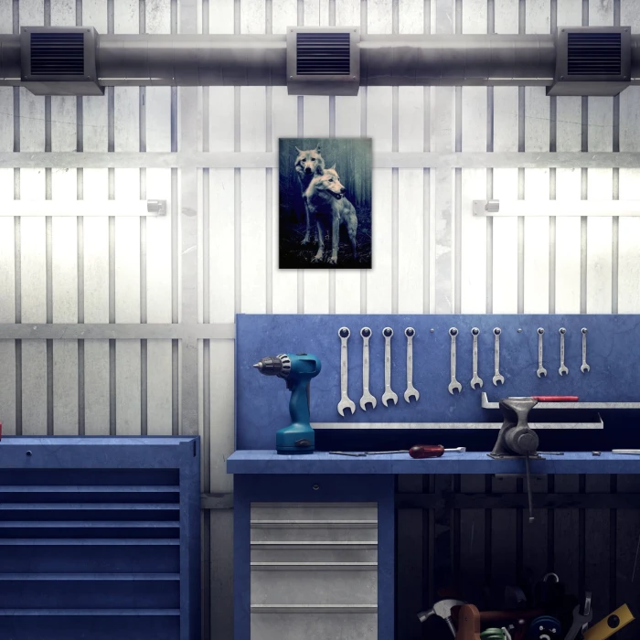 Plakat metalowy Wilki w lesie