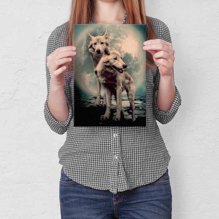 Plakat metalowy Wilki