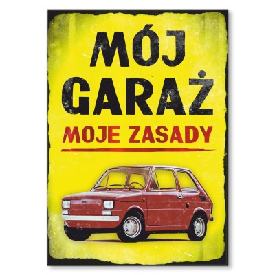 Plakat metalowy Mój garaż Maluch 126p