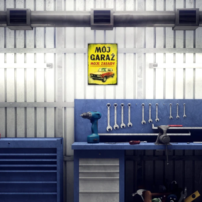 Plakat metalowy Mój garaż Fiat 125p