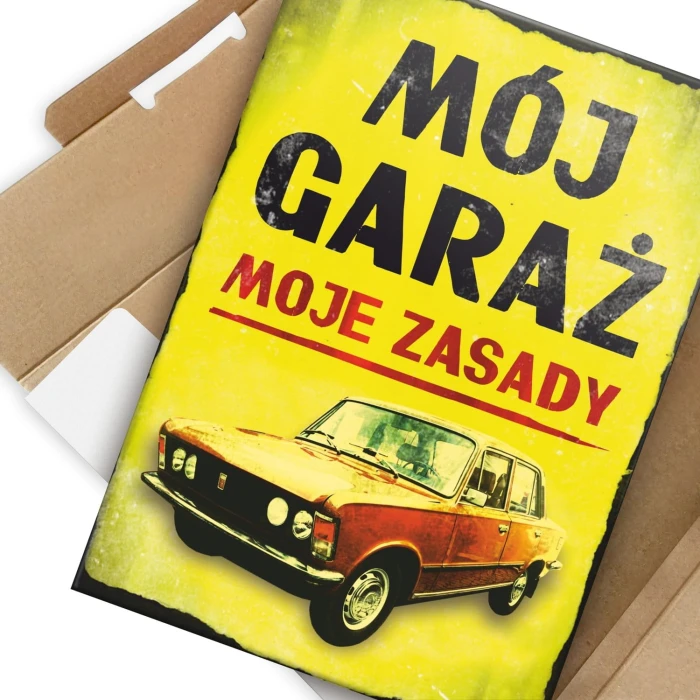 Plakat metalowy Mój garaż Fiat 125p