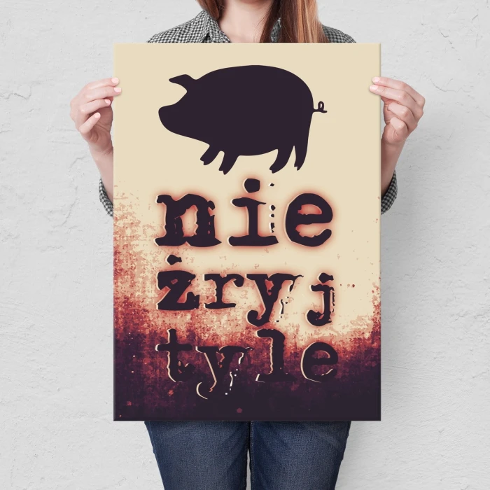 Plakat metalowy Nie żryj tyle