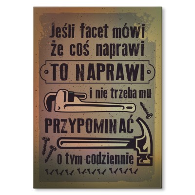 Plakat metalowy Jak facet naprawi