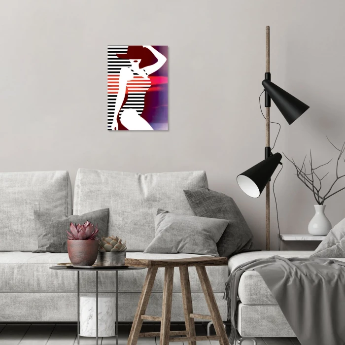 Plakat metalowy Kobieta w czerwieni Prezent