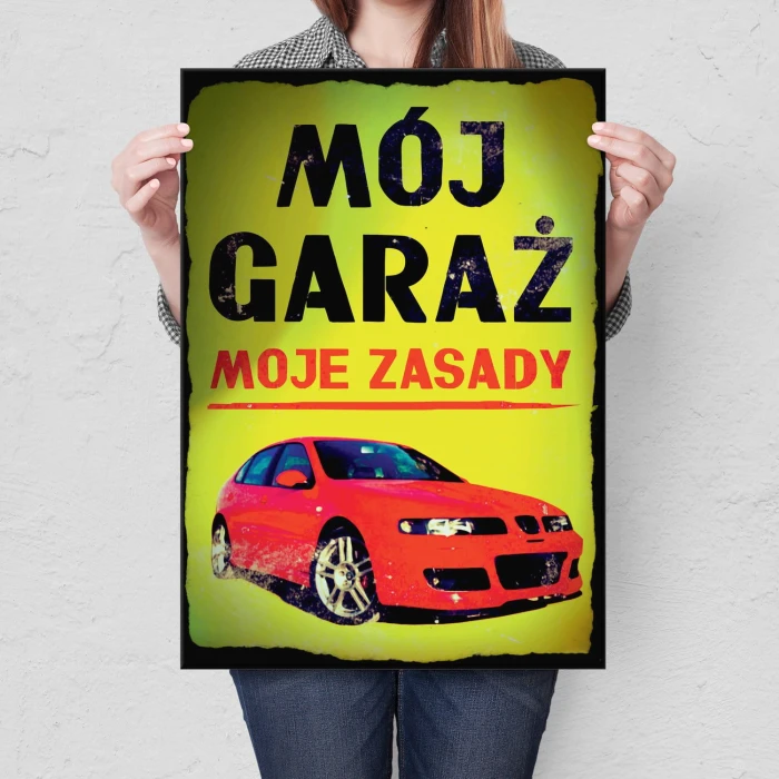 Plakat metalowy Mój garaż Seat Prezent