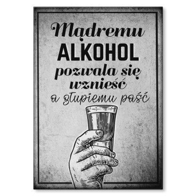 Plakat metalowy Głupi, mądry i alkohol