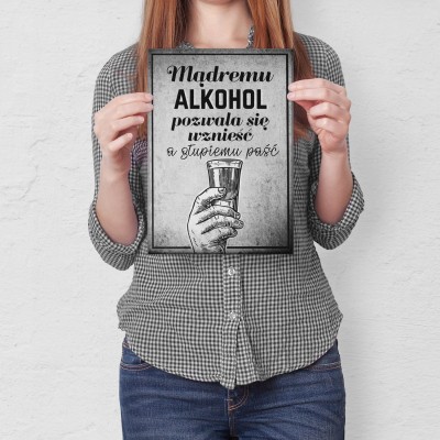 Plakat metalowy Głupi, mądry i alkohol