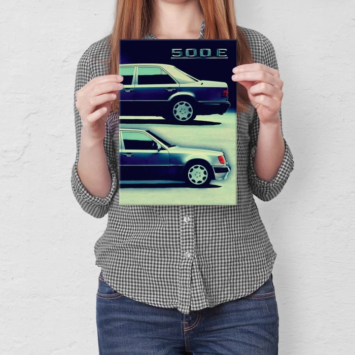 Plakat metalowy Mercedes 500E