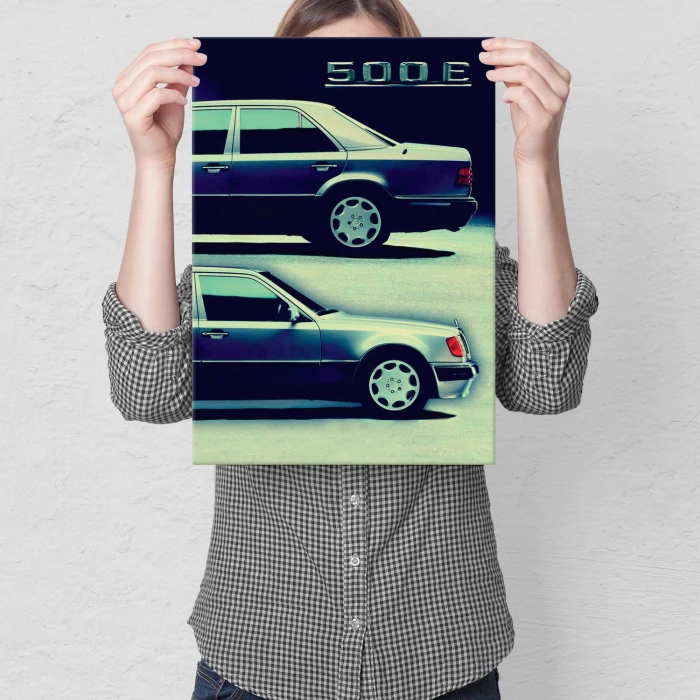 Plakat metalowy Mercedes 500E