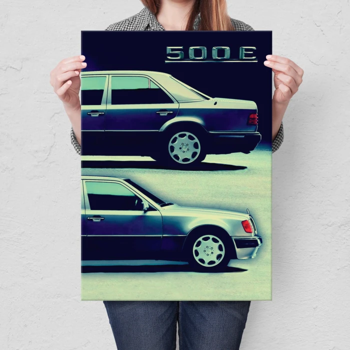 Plakat metalowy Mercedes 500E