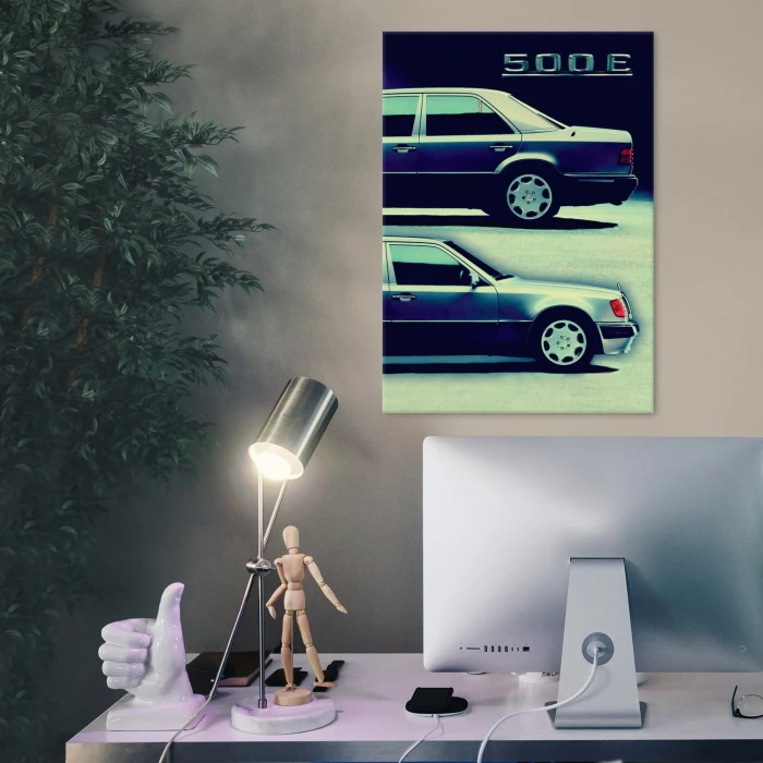 Plakat metalowy Mercedes 500E