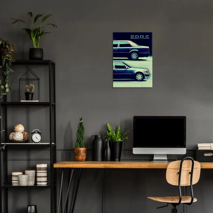 Plakat metalowy Mercedes 500E