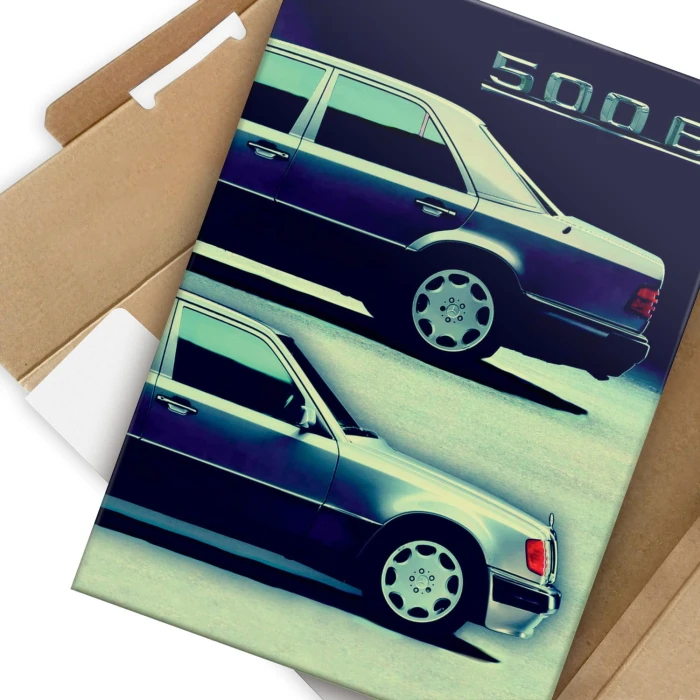 Plakat metalowy Mercedes 500E