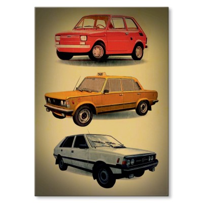 Plakat metalowy Samochody PRL