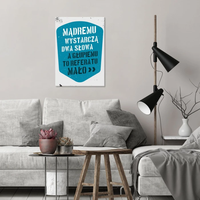 Plakat metalowy Mądremu dwa słowa